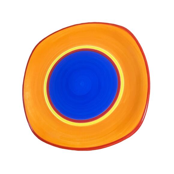 DANSK CARIBE BAHAMA Salad Plate 8 3/4" Orange Blue Hand Painted discontinued - Picture 5 of 5